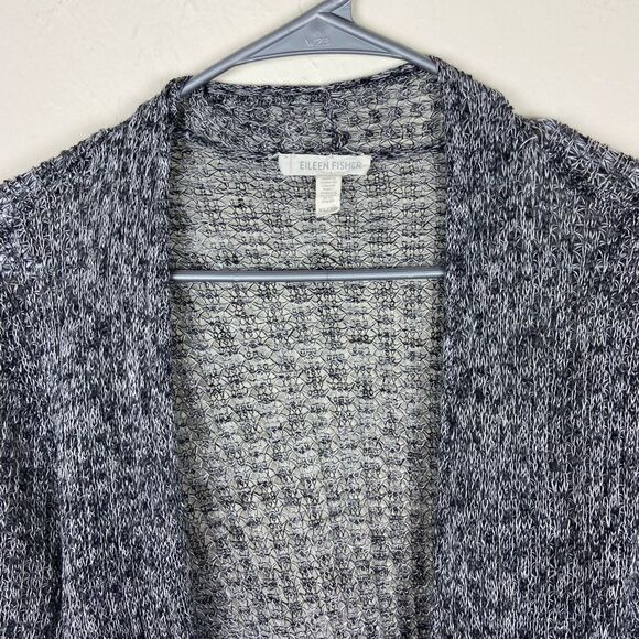 Eileen Fisher Open Front Knit Linen Cardigan - Marled Gray - Picture 6 of 6